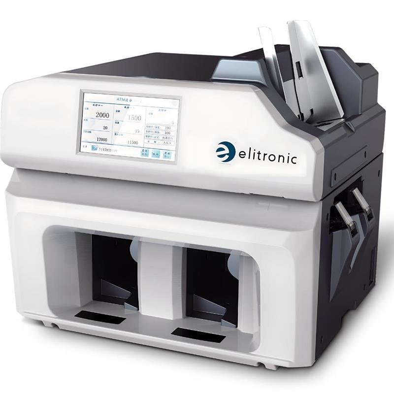 Equipado con 2 apiladores y 1 apilador de rechazos, el ELI-210 maquina clasificadora de dinero clasifica con precisión y rapidez billetes mixtos por aptitud, denominación, cara y orientación. Adecuado para múltiples aplicaciones y entornos, el clasificador de dinero ELI-210 transforma sus operaciones de administración de efectivo con una mayor productividad de clasificación por aptitud y reciclaje de billetes en sucursales, incluso en lugares donde el espacio es escaso. Un máquina clasificadora de moneda que ofrece un procesamiento rápido, eficiente y continuo de volúmenes medianos de billetes.